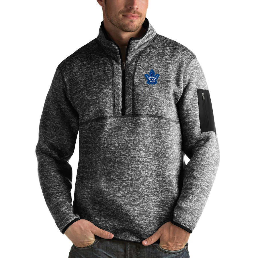 Toronto Maple Leafs Antigua Fortune Quarter-Zip Pullover Jacket Charcoal Toronto Maple Leafs Antigua Fortune Quarter-Zip Pullover Jacket Charcoal