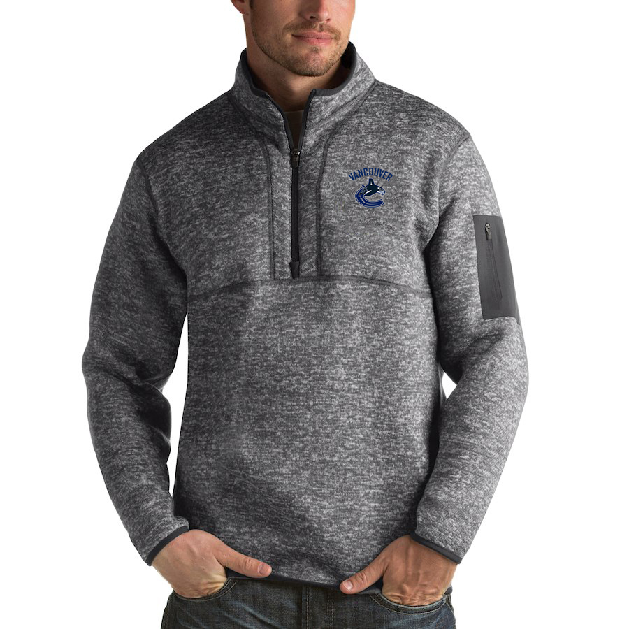 Vancouver Canucks Antigua Fortune Quarter-Zip Pullover Jacket Black Vancouver Canucks Antigua Fortune Quarter-Zip Pullover Jacket Black