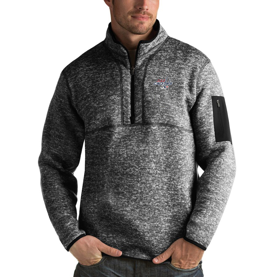 Washington Capitals Antigua Fortune Quarter-Zip Pullover Jacket Charcoal Washington Capitals Antigua Fortune Quarter-Zip Pullover Jacket Charcoal