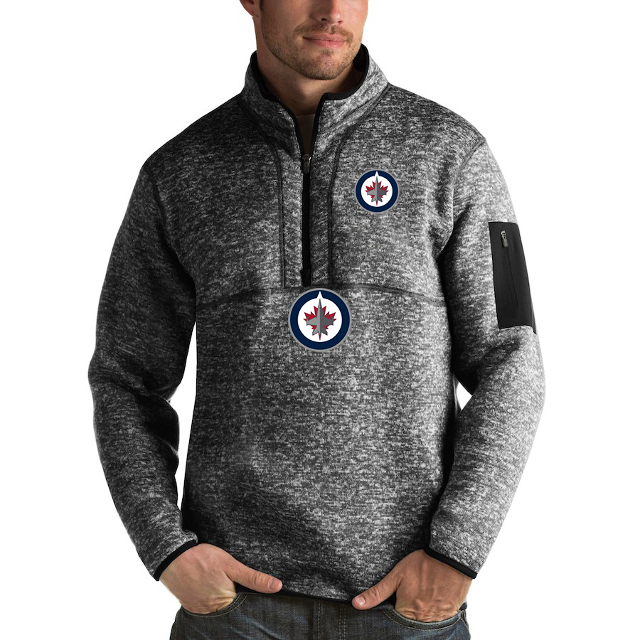 Winnipeg Jets Antigua Fortune Quarter-Zip Pullover Jacket Charcoal Winnipeg Jets Antigua Fortune Quarter-Zip Pullover Jacket Charcoal