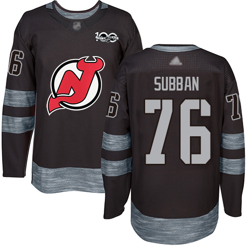 Adidas Devils #76 P.K. Subban Black 1917-2017 100th Anniversary Stitched NHL Jersey
