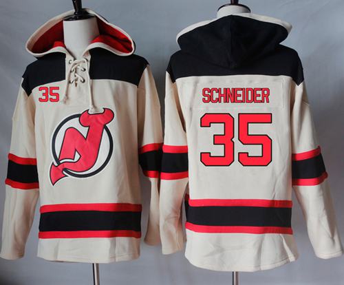Devils #35 Cory Schneider Cream Sawyer Hooded Sweatshirt Stitched NHL Jersey Devils #35 Cory Schneider Cream Sawyer Hooded Sweatshirt Stitched NHL Jersey