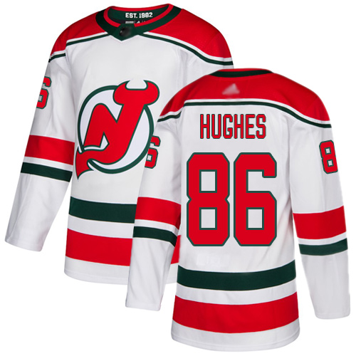 Adidas Devils #86 Jack Hughes White Alternate Authentic Stitched NHL Jersey