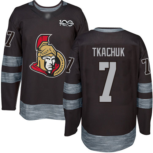 Adidas Senators #7 Brady Tkachuk Black 1917-2017 100th Anniversary Stitched NHL Jersey
