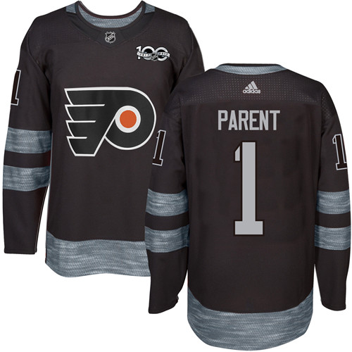 Adidas Flyers #1 Bernie Parent Black 1917-2017 100th Anniversary Stitched NHL Jersey Adidas Flyers #1 Bernie Parent Black 1917-2017 100th Anniversary Stitched NHL Jersey