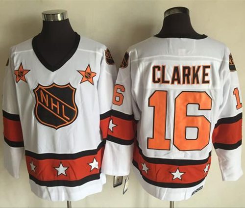 Flyers #16 Bobby Clarke White/Orange All-Star CCM Throwback Stitched NHL Jersey Flyers #16 Bobby Clarke White/Orange All-Star CCM Throwback Stitched NHL Jersey