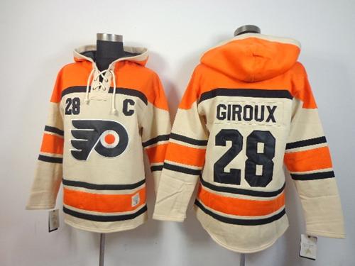 Flyers #28 Claude Giroux Cream Sawyer Hooded Sweatshirt Stitched NHL Jersey Flyers #28 Claude Giroux Cream Sawyer Hooded Sweatshirt Stitched NHL Jersey