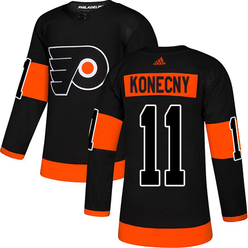 Adidas Flyers #11 Travis Konecny Black Alternate Authentic Stitched NHL Jersey Adidas Flyers #11 Travis Konecny Black Alternate Authentic Stitched NHL Jersey