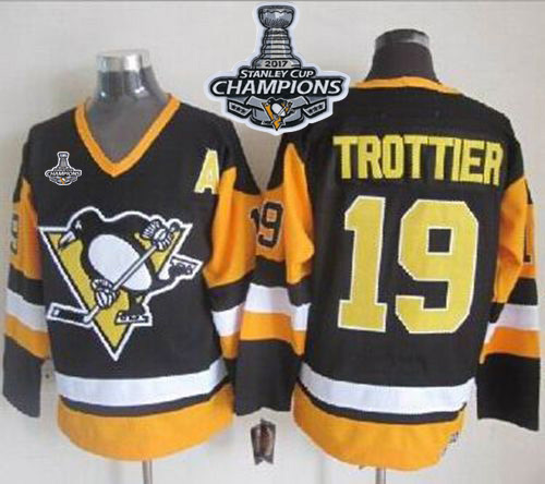 Penguins #19 Bryan Trottier Black CCM Throwback 2017 Stanley Cup Finals Champions Stitched NHL Jersey Penguins #19 Bryan Trottier Black CCM Throwback 2017 Stanley Cup Finals Champions Stitched NHL Jersey
