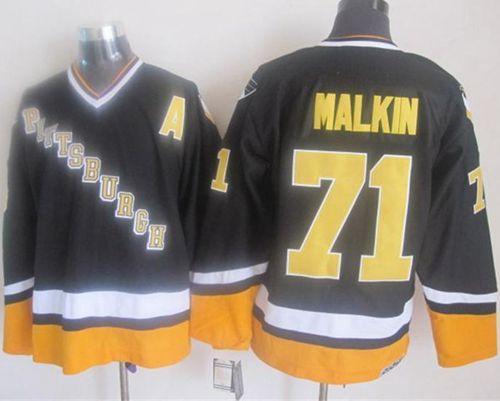 Penguins #71 Evgeni Malkin Black/Yellow CCM Throwback Stitched NHL Jersey Penguins #71 Evgeni Malkin Black/Yellow CCM Throwback Stitched NHL Jersey
