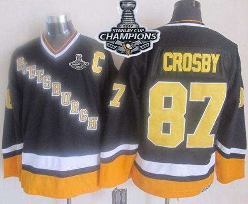 Penguins #87 Sidney Crosby Black/Yellow CCM Throwback 2017 Stanley Cup Finals Champions Stitched NHL Jersey Penguins #87 Sidney Crosby Black/Yellow CCM Throwback 2017 Stanley Cup Finals Champions Stitched NHL Jersey