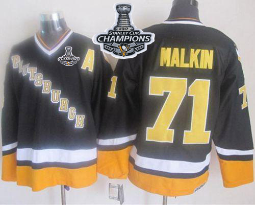 Penguins #71 Evgeni Malkin Black/Yellow CCM Throwback 2017 Stanley Cup Finals Champions Stitched NHL Jersey Penguins #71 Evgeni Malkin Black/Yellow CCM Throwback 2017 Stanley Cup Finals Champions Stitched NHL Jersey