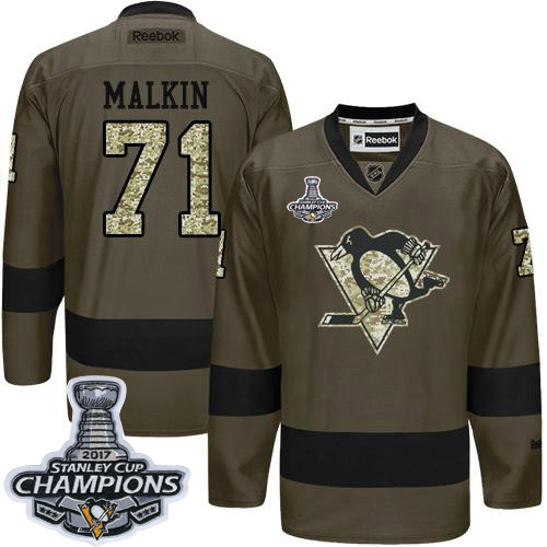 Penguins #71 Evgeni Malkin Green Salute to Service 2017 Stanley Cup Finals Champions Stitched NHL Jersey Penguins #71 Evgeni Malkin Green Salute to Service 2017 Stanley Cup Finals Champions Stitched NHL Jersey