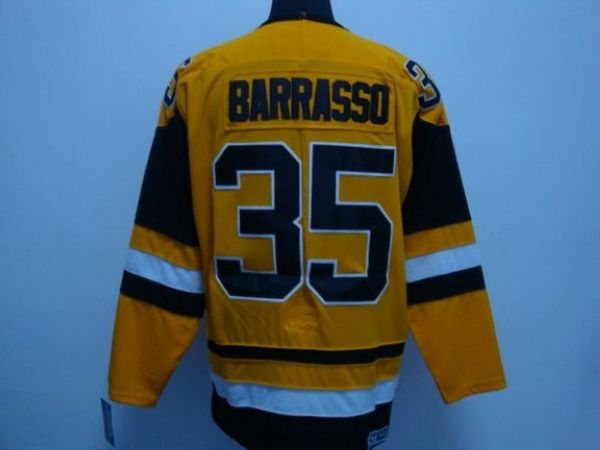 Penguins #35 Tom Barrasso Stitched Mitchell&Ness Yellow NHL Jersey Penguins #35 Tom Barrasso Stitched Mitchell&Ness Yellow NHL Jersey