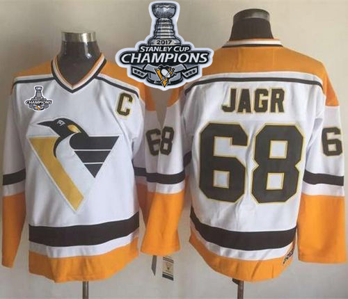 Penguins #68 Jaromir Jagr White/Yellow CCM Throwback 2017 Stanley Cup Finals Champions Stitched NHL Jersey Penguins #68 Jaromir Jagr White/Yellow CCM Throwback 2017 Stanley Cup Finals Champions Stitched NHL Jersey