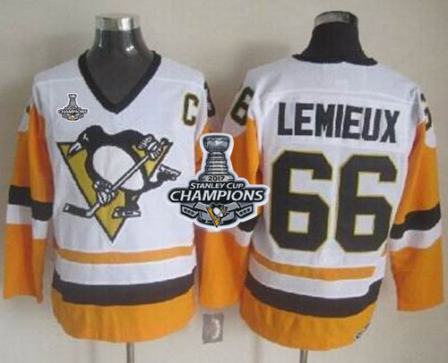 Penguins #66 Mario Lemieux White/Black CCM Throwback 2017 Stanley Cup Finals Champions Stitched NHL Jersey Penguins #66 Mario Lemieux White/Black CCM Throwback 2017 Stanley Cup Finals Champions Stitched NHL Jersey