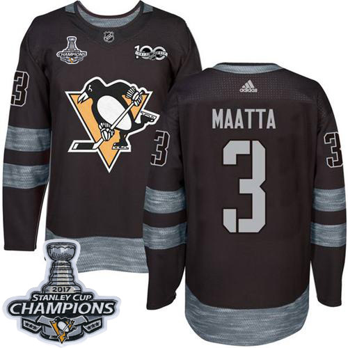 Adidas Penguins #3 Olli Maatta Black 1917-2017 100th Anniversary Stanley Cup Finals Champions Stitched NHL Jersey Adidas Penguins #3 Olli Maatta Black 1917-2017 100th Anniversary Stanley Cup Finals Champions Stitched NHL Jersey