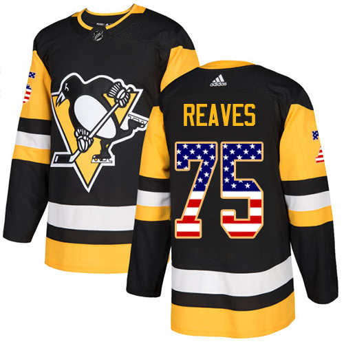 Adidas Penguins #75 Ryan Reaves Black Home Authentic USA Flag Stitched NHL Jersey Adidas Penguins #75 Ryan Reaves Black Home Authentic USA Flag Stitched NHL Jersey