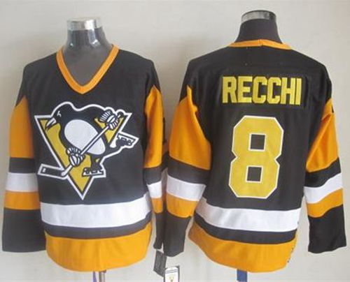 Penguins #8 Mark Recchi Black CCM Throwback Stitched NHL Jersey Penguins #8 Mark Recchi Black CCM Throwback Stitched NHL Jersey