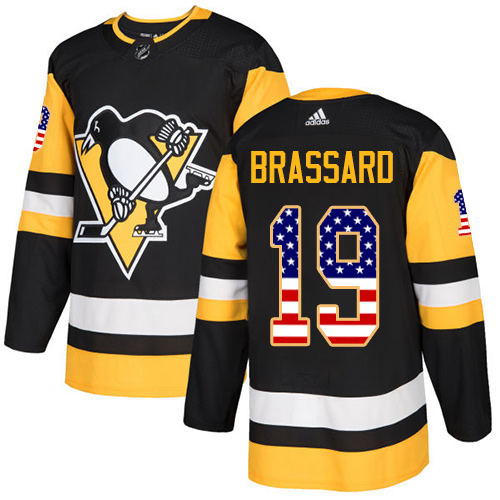 Adidas Penguins #19 Derick Brassard Black Home Authentic USA Flag Stitched NHL Jersey Adidas Penguins #19 Derick Brassard Black Home Authentic USA Flag Stitched NHL Jersey
