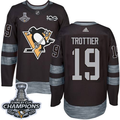 Adidas Penguins #19 Bryan Trottier Black 1917-2017 100th Anniversary Stanley Cup Finals Champions Stitched NHL Jersey Adidas Penguins #19 Bryan Trottier Black 1917-2017 100th Anniversary Stanley Cup Finals Champions Stitched NHL Jersey
