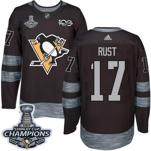 Adidas Penguins #17 Bryan Rust Black 1917-2017 100th Anniversary Stanley Cup Finals Champions Stitched NHL Jersey Adidas Penguins #17 Bryan Rust Black 1917-2017 100th Anniversary Stanley Cup Finals Champions Stitched NHL Jersey