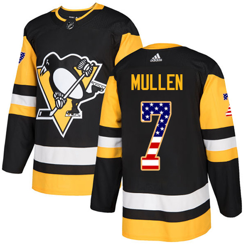 Adidas Penguins #7 Joe Mullen Black Home Authentic USA Flag Stitched NHL Jersey Adidas Penguins #7 Joe Mullen Black Home Authentic USA Flag Stitched NHL Jersey