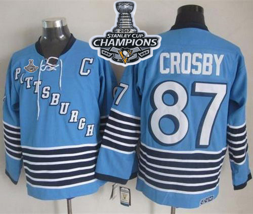 Penguins #87 Sidney Crosby Light Blue CCM Throwback 2017 Stanley Cup Finals Champions Stitched NHL Jersey Penguins #87 Sidney Crosby Light Blue CCM Throwback 2017 Stanley Cup Finals Champions Stitched NHL Jersey