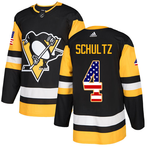 Adidas Penguins #4 Justin Schultz Black Home Authentic USA Flag Stitched NHL Jersey Adidas Penguins #4 Justin Schultz Black Home Authentic USA Flag Stitched NHL Jersey