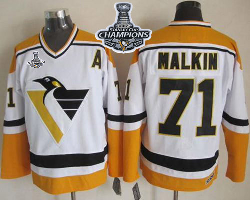 Penguins #71 Evgeni Malkin White/Yellow CCM Throwback 2017 Stanley Cup Finals Champions Stitched NHL Jersey Penguins #71 Evgeni Malkin White/Yellow CCM Throwback 2017 Stanley Cup Finals Champions Stitched NHL Jersey