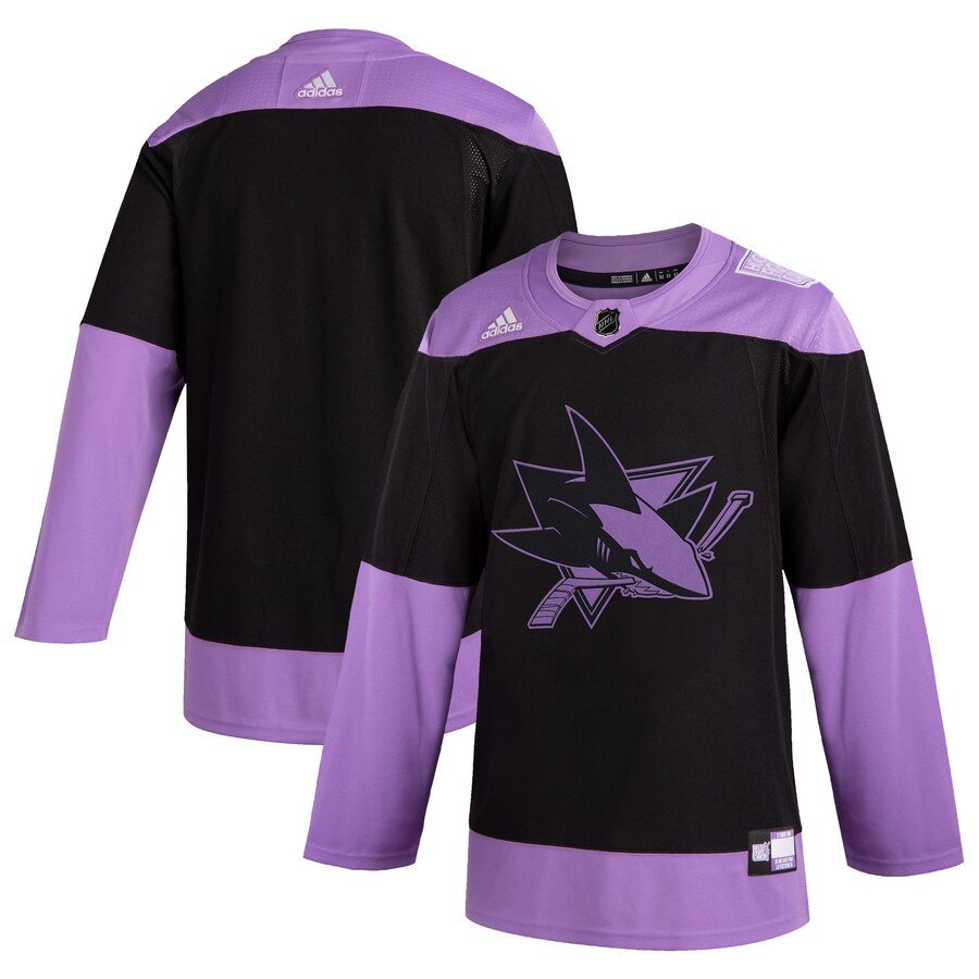 San Jose Sharks Adidas Hockey Fights Cancer Practice Jersey Black