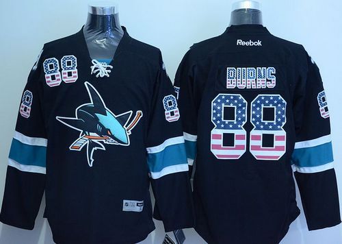 Sharks #88 Brent Burns Black USA Flag Fashion Stitched NHL Jersey Sharks #88 Brent Burns Black USA Flag Fashion Stitched NHL Jersey