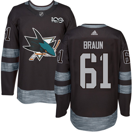 Adidas Sharks #61 Justin Braun Black 1917-2017 100th Anniversary Stitched NHL Jersey Adidas Sharks #61 Justin Braun Black 1917-2017 100th Anniversary Stitched NHL Jersey