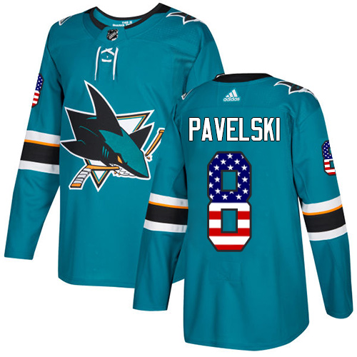 Adidas Sharks #8 Joe Pavelski Teal Home Authentic USA Flag Stitched NHL Jersey Adidas Sharks #8 Joe Pavelski Teal Home Authentic USA Flag Stitched NHL Jersey