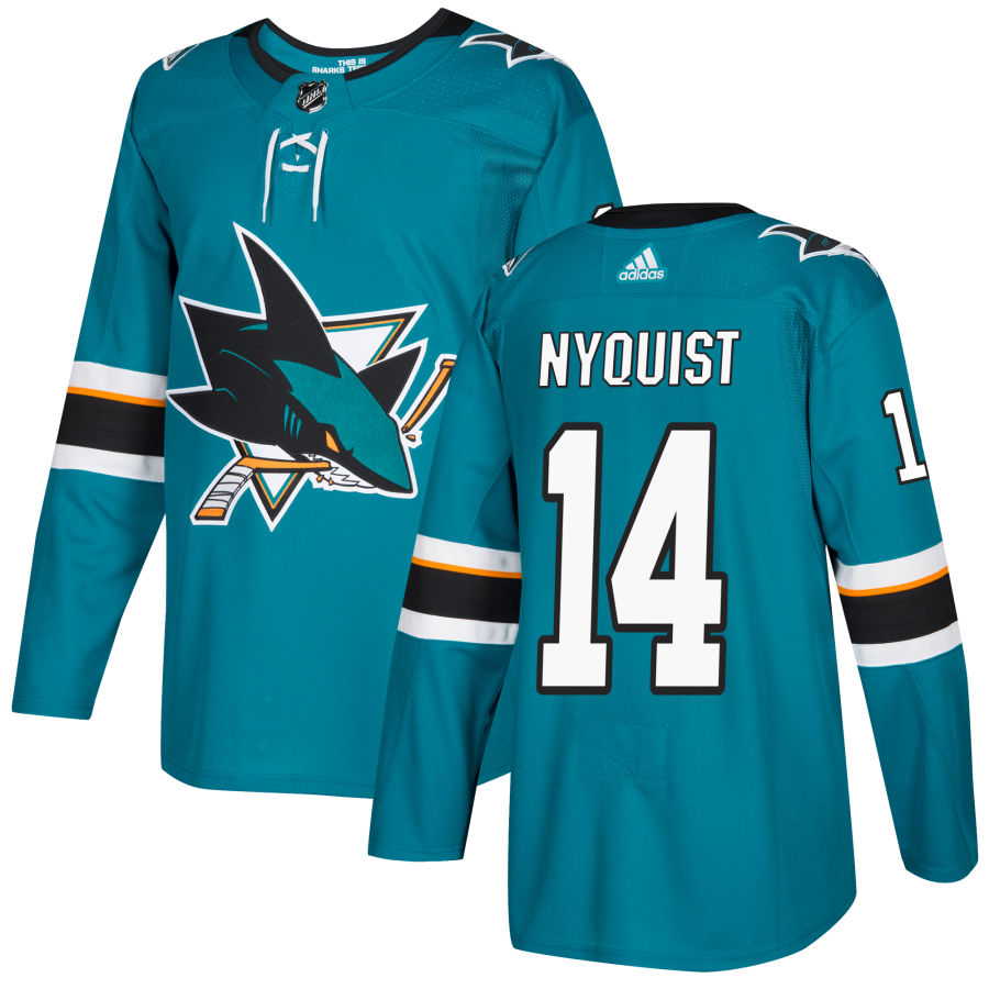 Adidas Sharks #14 Gustav Nyquist Teal Home Authentic Stitched NHL Jersey Adidas Sharks #14 Gustav Nyquist Teal Home Authentic Stitched NHL Jersey