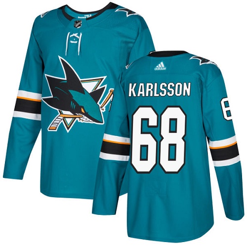 Adidas Sharks #68 Melker Karlsson Teal Home Authentic Stitched NHL Jersey Adidas Sharks #68 Melker Karlsson Teal Home Authentic Stitched NHL Jersey