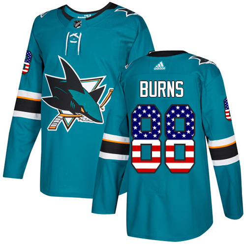 Adidas Sharks #88 Brent Burns Teal Home Authentic USA Flag Stitched NHL Jersey Adidas Sharks #88 Brent Burns Teal Home Authentic USA Flag Stitched NHL Jersey