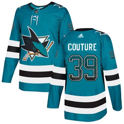 Adidas Sharks #39 Logan Couture Teal Home Authentic Drift Fashion Stitched NHL Jersey Adidas Sharks #39 Logan Couture Teal Home Authentic Drift Fashion Stitched NHL Jersey