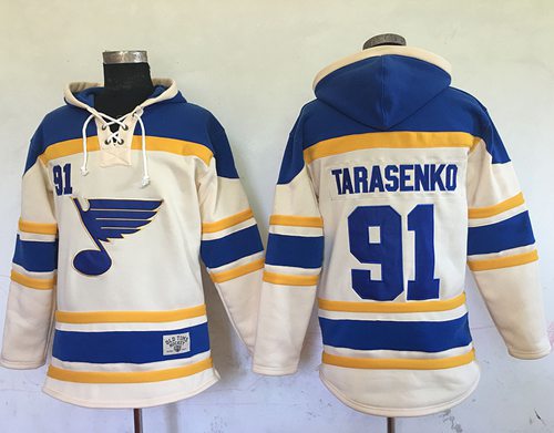 Blues #91 Vladimir Tarasenko Cream Sawyer Hooded Sweatshirt Stitched NHL Jersey Blues #91 Vladimir Tarasenko Cream Sawyer Hooded Sweatshirt Stitched NHL Jersey