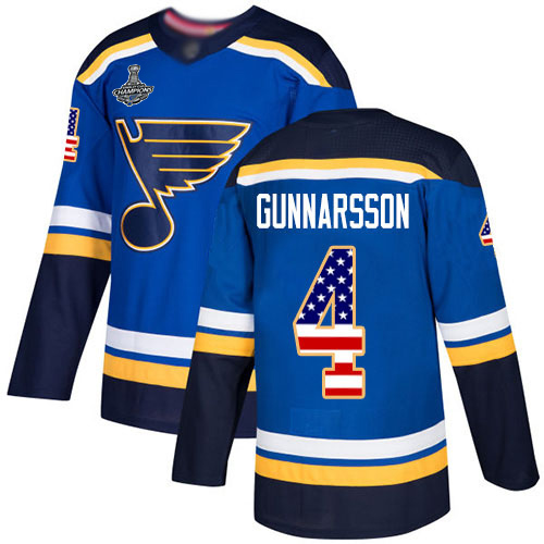 Adidas Blues #4 Carl Gunnarsson Blue Home Authentic USA Flag Stanley Cup Champions Stitched NHL Jersey Adidas Blues #4 Carl Gunnarsson Blue Home Authentic USA Flag Stanley Cup Champions Stitched NHL Jersey