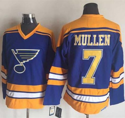 Blues #7 Joe Mullen Light Blue/Yellow CCM Throwback Stitched NHL Jersey Blues #7 Joe Mullen Light Blue/Yellow CCM Throwback Stitched NHL Jersey
