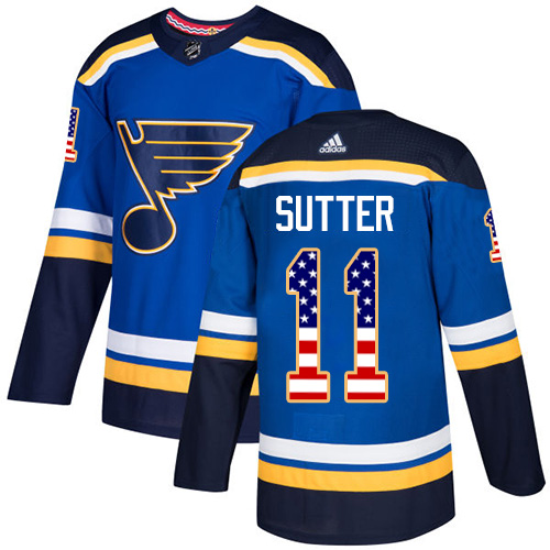 Adidas Blues #11 Brian Sutter Blue Home Authentic USA Flag Stitched NHL Jersey Adidas Blues #11 Brian Sutter Blue Home Authentic USA Flag Stitched NHL Jersey