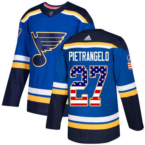 Adidas Blues #27 Alex Pietrangelo Blue Home Authentic USA Flag Stitched NHL Jersey Adidas Blues #27 Alex Pietrangelo Blue Home Authentic USA Flag Stitched NHL Jersey