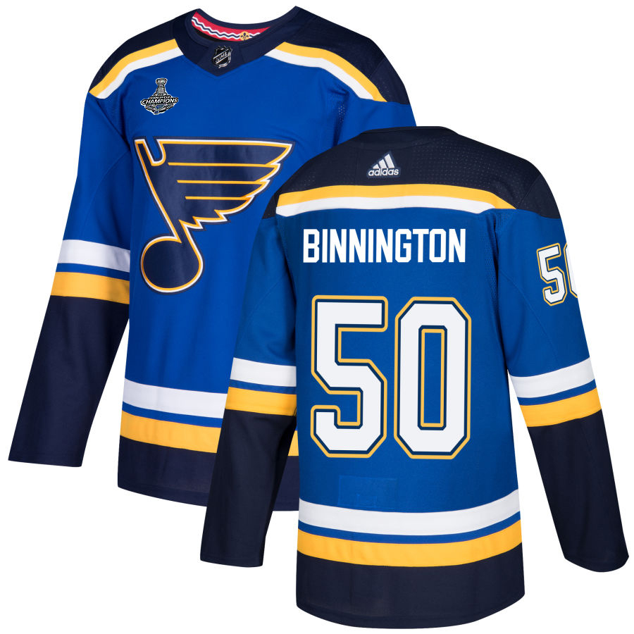 Adidas Blues #50 Jordan Binnington Blue Home Authentic 2019 Stanley Cup Champions Stitched NHL Jersey Adidas Blues #50 Jordan Binnington Blue Home Authentic 2019 Stanley Cup Champions Stitched NHL Jersey