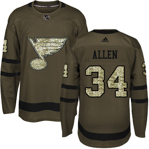 Adidas Blues #34 Jake Allen Green Salute to Service Stitched NHL Jersey Adidas Blues #34 Jake Allen Green Salute to Service Stitched NHL Jersey