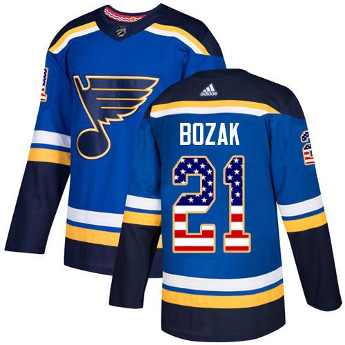 Adidas Blues #21 Tyler Bozak Blue Home Authentic USA Flag Stitched NHL Jersey Adidas Blues #21 Tyler Bozak Blue Home Authentic USA Flag Stitched NHL Jersey