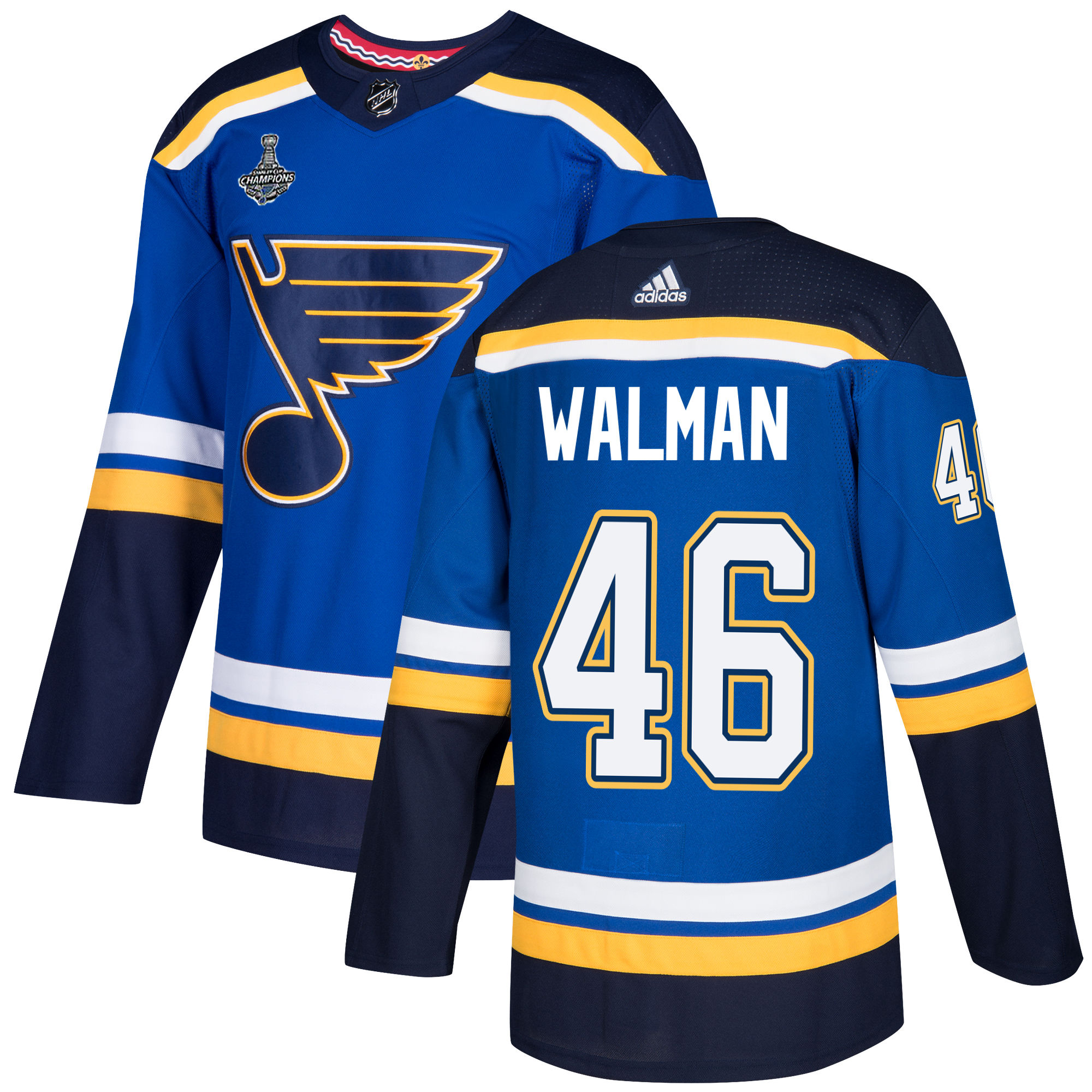 Adidas Blues #46 Jake Walman Blue Home Authentic 2019 Stanley Cup Champions Stitched NHL Jersey Adidas Blues #46 Jake Walman Blue Home Authentic 2019 Stanley Cup Champions Stitched NHL Jersey