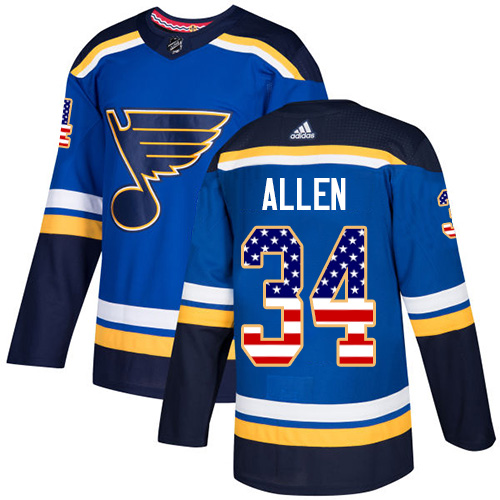 Adidas Blues #34 Jake Allen Blue Home Authentic USA Flag Stitched NHL Jersey Adidas Blues #34 Jake Allen Blue Home Authentic USA Flag Stitched NHL Jersey