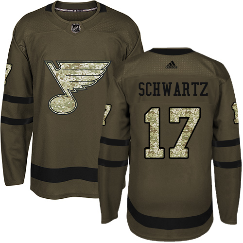 Adidas Blues #17 Jaden Schwartz Green Salute to Service Stitched NHL Jersey Adidas Blues #17 Jaden Schwartz Green Salute to Service Stitched NHL Jersey
