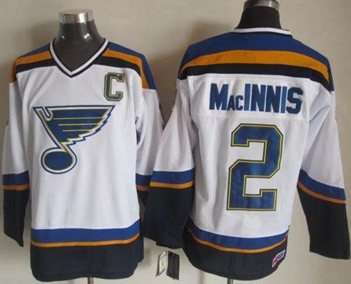 Blues #2 Al MacInnis White/Navy CCM Throwback Stitched NHL Jersey Blues #2 Al MacInnis White/Navy CCM Throwback Stitched NHL Jersey